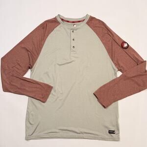 Canada Weathergear Shirt Mens Medium Gray Henley Raglan Long Sleeve Performance